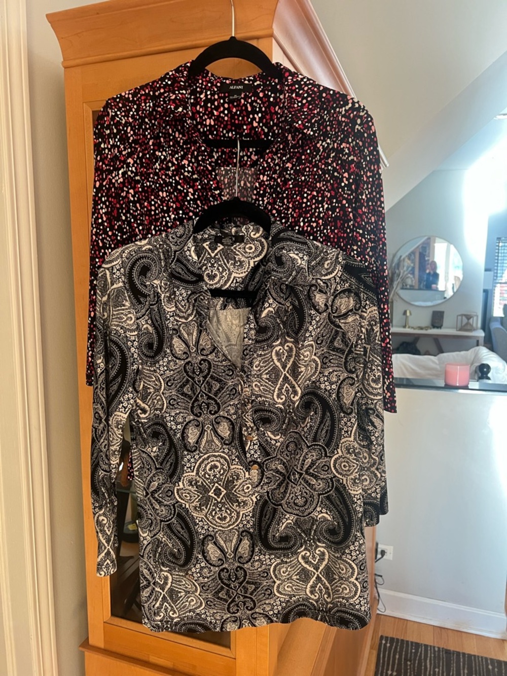 Alfani Black and White Paisley & Black with Pink Dot Mix Women Tops (3)